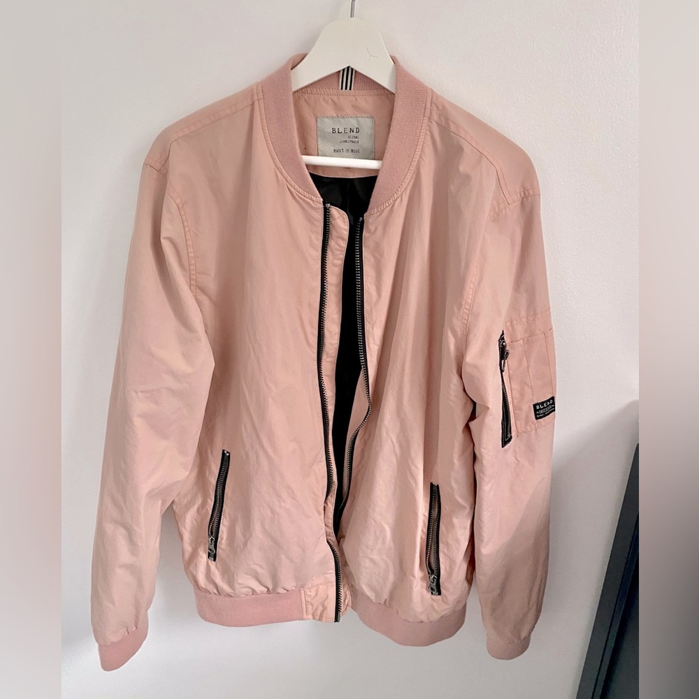 Unisex Pink Bomber Jacket multi pockets